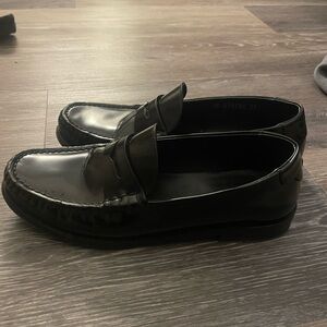 Yves Saint Laurent Black Patent Leather Penny Loafers